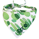 Bandana Embroidered Triangle Pet Scarves for Dogs, Summer Cactus Design - Cute Pet Accessories, Medium