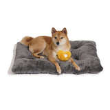 FUNNY FUZZY Washable Dog Crate Pad 35.4x22.8, Double-Sided Cooling Linen & Sherpa, Flat Crate Mat/Kennel Pad, Rectangle Dog Bed for Medium/Large Dogs & Cats, Charcoal Grey