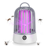 Bug Zapper Indoor or Outdoor, Rechargeable Mosquito Zapper Control Insect Fly Zapper, USB Rechargeable Mosquito Repellent Outdoor Bug Zapper, Ultraviolet and Security Grid, for Bedroom, Grey