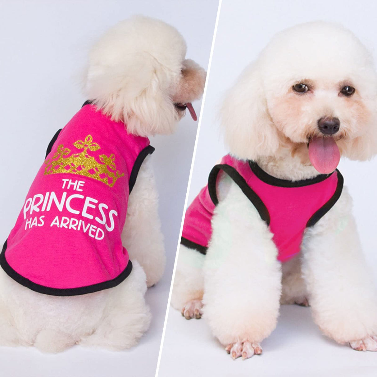 The Printed Prince 3 Pack Dog Shirts - Small Dog Outfits, Cotton Sleeveless Tshirts for Girl Chihuahua, French Bulldog, Dachshund - Pink, Red, Black, XS