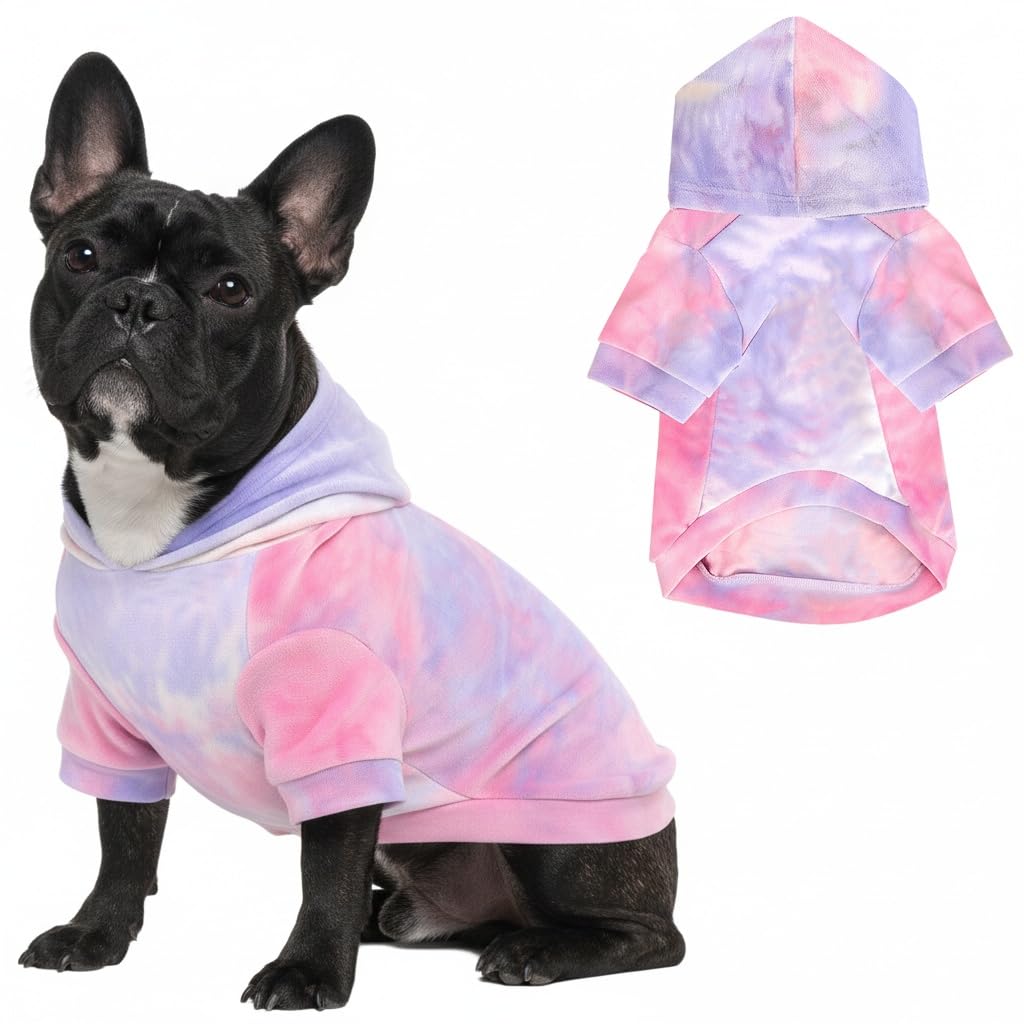 Mklhgty Tie Dye Dog Hoodie Puppy Sweater Sweatshirt, Cold Weather Coat Pet Clothes for Dog Cat