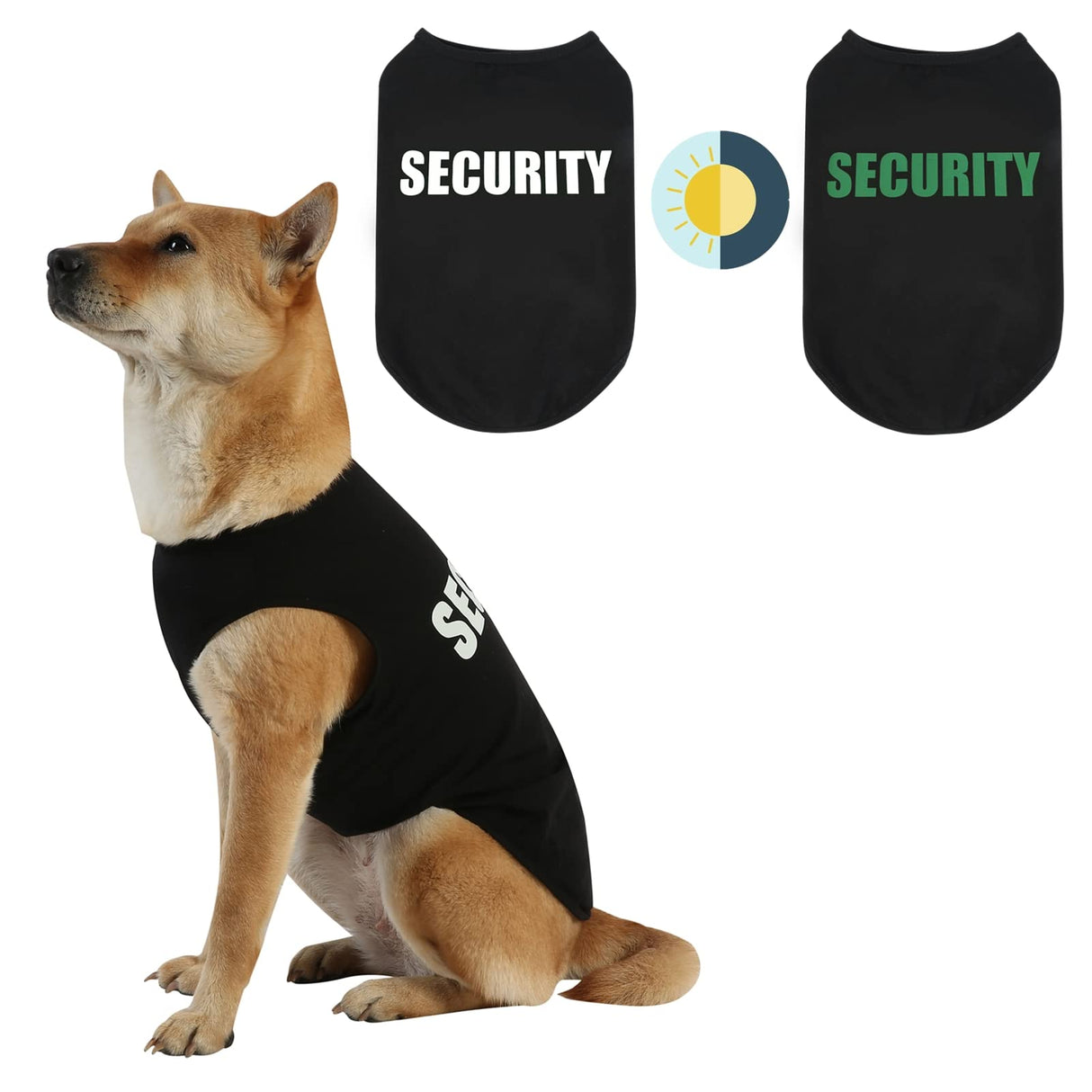 DAJIDALI Upgraded Dog Security Shirt Vest for Puppy, Cat, and Dog, Technical Fabric with Fluorescent Printing, Large Medium Small (E6XL, Black)