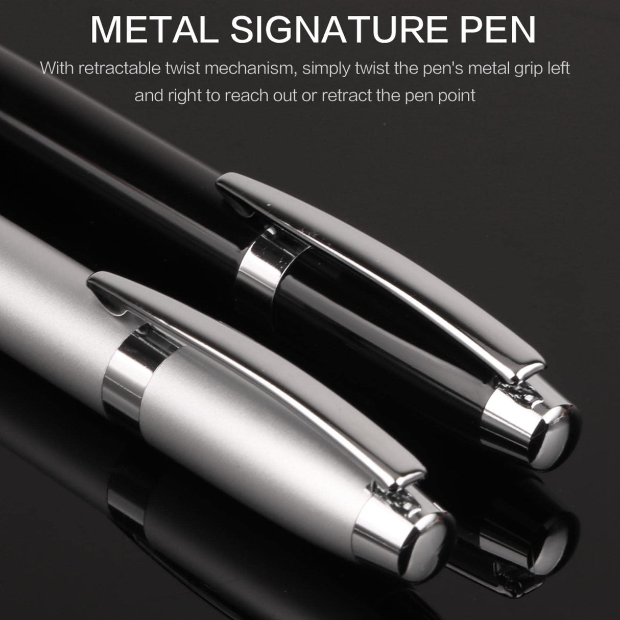 Metal Ballpoint Pen, Twist Open Retractable Rollerball Pen Medium Point (1.0mm) Black Ink Smooth Writing Business Gift Pens for Men, Women, Office, Channewer Executive Premium Signature Pens （Black）