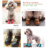 Hdwk&Hped Warm Dog Snow Boots Waterproof PU Small Dog Boots Anti-Slip Pet Shoes Paw Protector for Winter 2 Styles #1-#5 (Solid Style - Brown, #3)