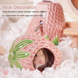 Zhilishu Ceramic Hamster Hideout, Strawberry Hamster House and Habitat, Syrian Hamster Hideout Decor Cool Bed for All Season Gerbil, Mice Guinea Pig
