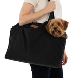 NoblePup Plush Corduroy Dog Purse Carrier for Small Dogs – Soft Dog Tote with Safety Harness Clip, Lightweight Travel Bag for Puppies and Small Pets (Brown)