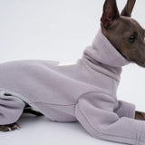 Greyhound Clothes - Dog Winter Warm Fleece Turtleneck Jumpsuit Four-Leg Rompers Long Sleeve Sweatshirt Outdoor Coat for Italian Greyhound Whippet Deerhound Bedlington Terrier (S, Light Purple)