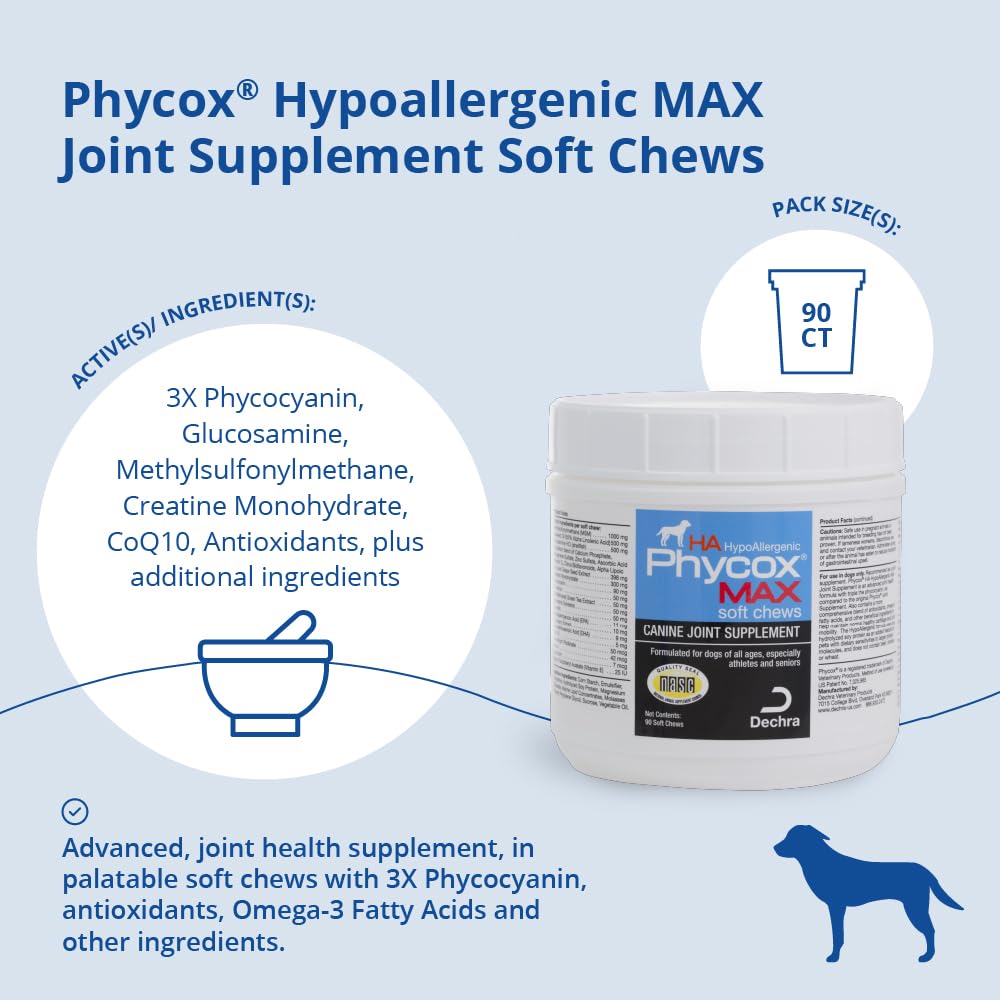 Phycox MAX Hypoallergenic (HA) Dog Joint Supplement Soft Chews, 90 Ct