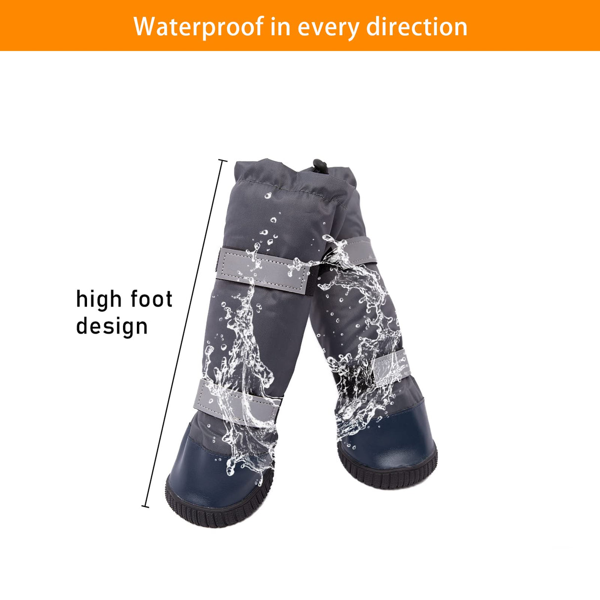 Adorepaw & Dog Rain Boots with Waterproof Material , Dog Winter Boots Keeps Your Pet Warm, Reflective Straps and Anti-Slip Sole, Dog Snow Boots for Snowy Day( 4PCS/Set )