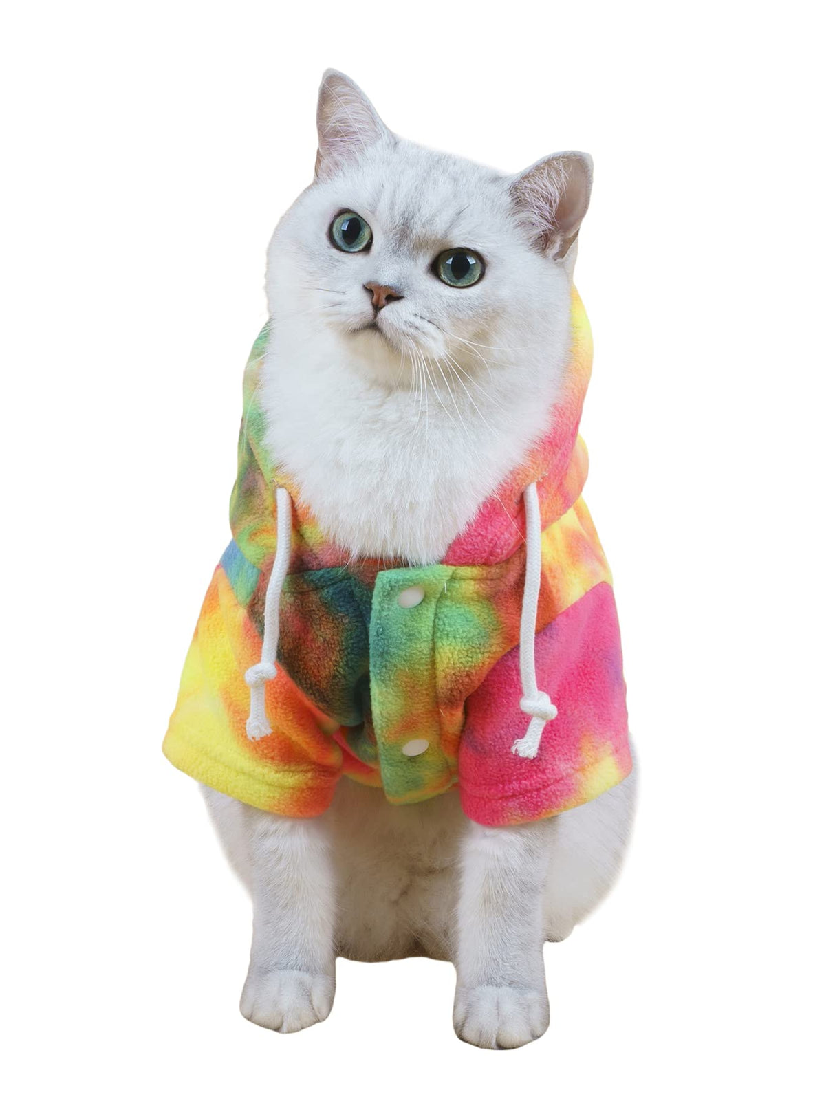 QWINEE Cat Dog Coat Tie Dye Winter Warm Sweatshirt Dog Clothes Multicolor M (QWN01-719860427-M)