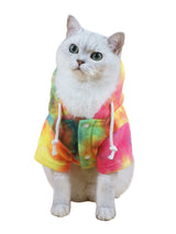 QWINEE Cat Dog Coat Tie Dye Winter Warm Sweatshirt Dog Clothes Multicolor M (QWN01-719860427-M)
