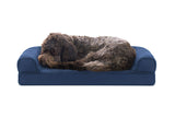 Furhaven Cooling Gel Dog Bed for Medium/Small Dogs w/ Removable Bolsters & Washable Cover, For Dogs Up to 35 lbs - Quilted Sofa - Navy (Blue), Medium