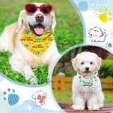 Bensbl 30Pcs Dog Bandanas Bulk Adjustable Washable Triangle Pet Bandanas Cartoon Bone Paw Print for Small Medium Large Dogs Grooming Daily Wear Birthday Party