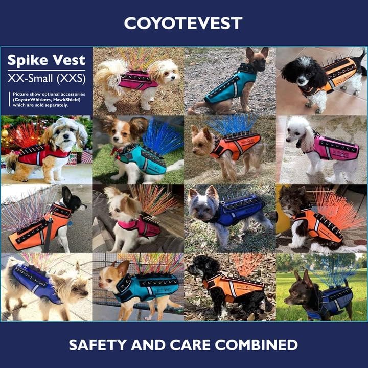CoyoteVest SpikeVest Dog Harness Vest for Small Dogs, Reflective Dog Vest with Spikes to Shield Your pet from Coyotes, Raptor and Animal Attacks, Anti Hawk Vest, Made in USA (L-Pink)