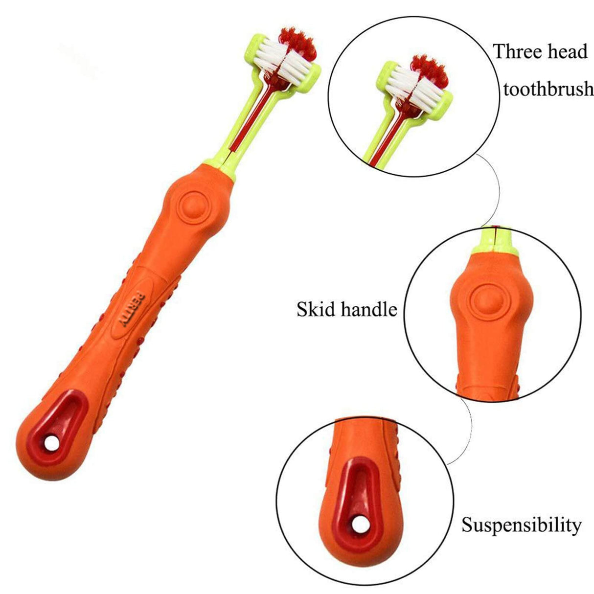 Orgrimmar 4 Pcs Three Sided Pet Toothbrush Dog Brush Addition Bad Breath Tartar Teeth Care Dog Cat Cleaning Mouth