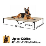 Veehoo Outdoor Elevated Dog Bed Large Sized Dogs, XL Cooling Raised Dog Cots Beds Training Platform Off Ground Hammock with Breathable Mesh, No-Slip Feet, 49"x33", Beige Coffee
