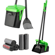 Load image into Gallery viewer, FUSBUNTY Pooper Scooper Swivel Bin &amp; Rake with 100 Waste Bags, Dog Pooper Scooper with Bag Attachment for Large Medium Small Dogs, Poop Scooper with Lid for Lawn Yard Dog Kennel
