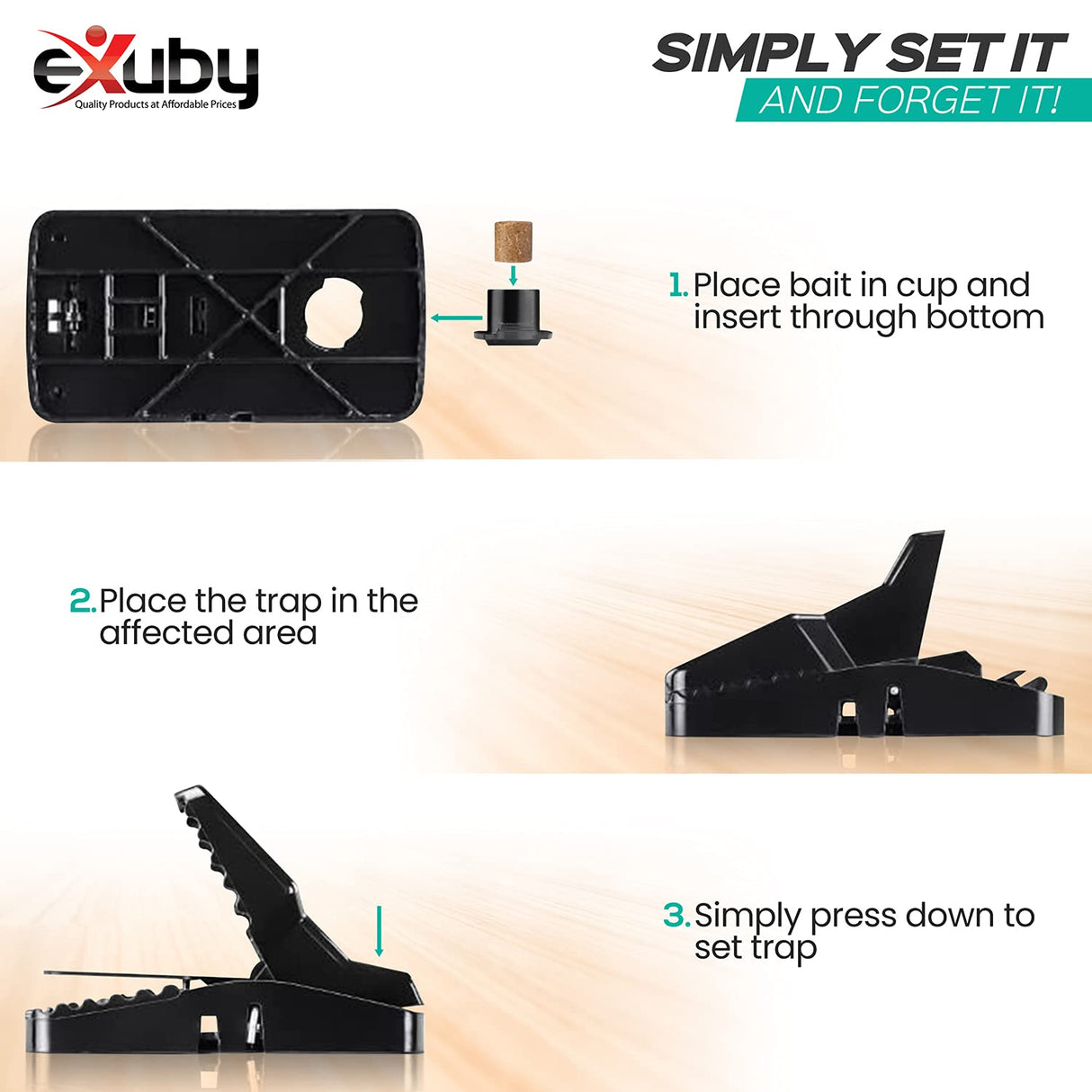eXuby Large Powerful Rat Traps (9 Pack) - Kills Instantly with Powerful Steel Spring - Setup in Seconds - Wash & Reuse Over & Over - Hands Free Disposal - Rat Control Without Harmful Poisons or Chem