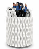 Lebenrich Rotating Pen Holder for Desk, 5 Slots Easthetic Pencil holder Desk Organizer Supplies and Accessories for Women Girls, Pencil Cup for Office Home Art Supply, White