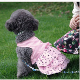 Hdwk&Hped 2-pck Small Dog Dress with Leash Ring, Pentagram Bow Multi-Layer Princess Dog Dress Puppy Cat Walking Dress Pink Green #4