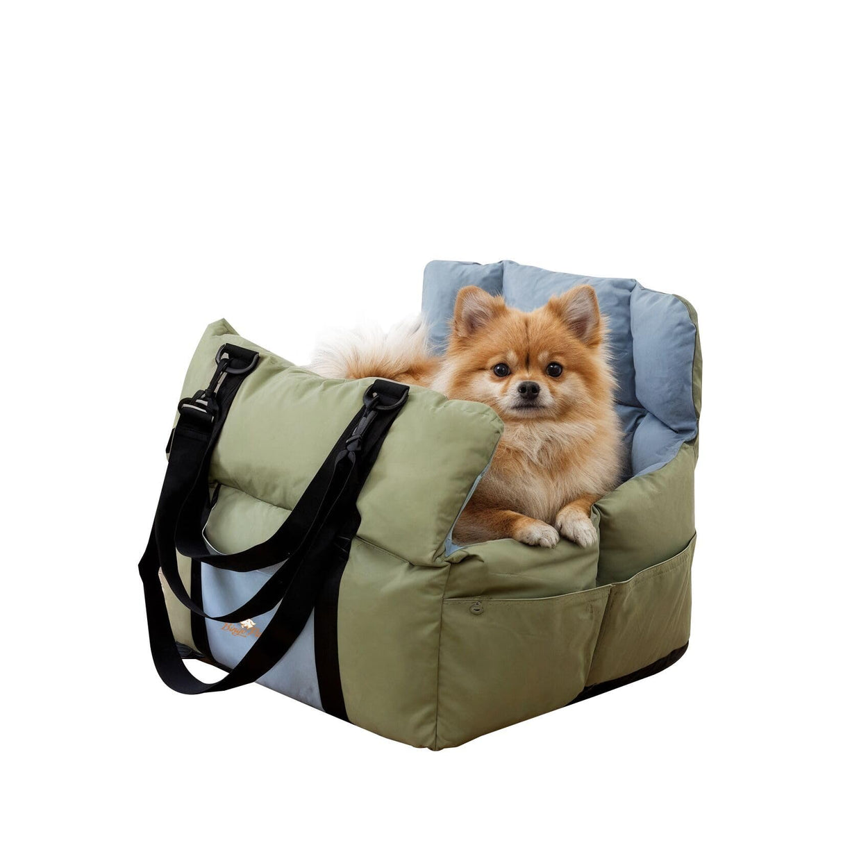 Dog Car Seat for Small Dogs: Doggy Seats Bed for Car Waterproof with Safety Leash - Pet Carseat Doggie Carriers with Storage Pockets, Hair Proof, Light Green
