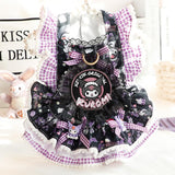 Dog Princess Dresses Kuromi for Small Dogs Lolita Clothes Goth Lace Costume Pet Girl Cute Coat Outfits Fall Costumes (L,Black)