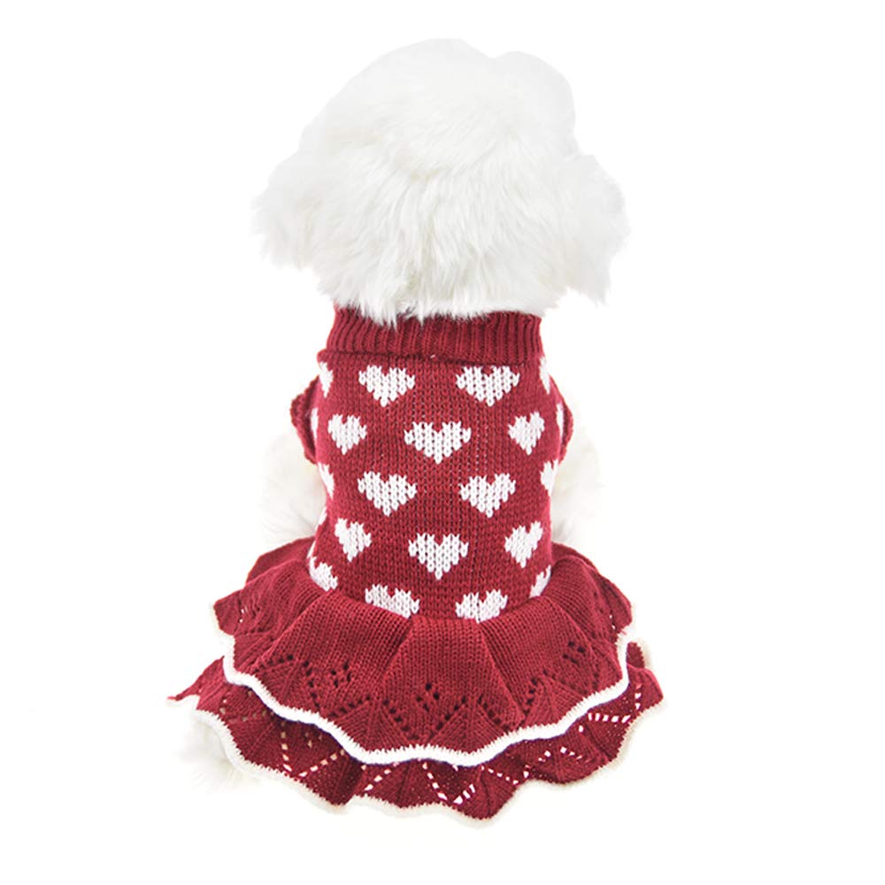 MuYaoPet Small Dog Sweaters Girl Red Winter Warm Dog Christmas Dress Costume Clothes Dachshund Chihuahua Corgi (Red, XL)