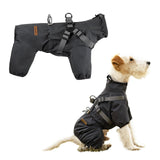 PAWBOSE Dog Raincoat with Harness for Small and Medium Dogs, Adjustable Waterproof Dog Rain Jacket,Reflective Rainproof Puppy 4 Legs Raincoat-Grey,S