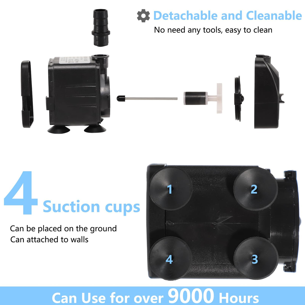 alizzy 400GPH 25W Submersible Water Pump, Auto Shut-off Water Fountain Pump with 6.5ft. High Lift and 4.92 ft Tubing for Fountain, Aquarium, Hydroponic, Pond, Fish Tank, Pet Fountain, Water Feature