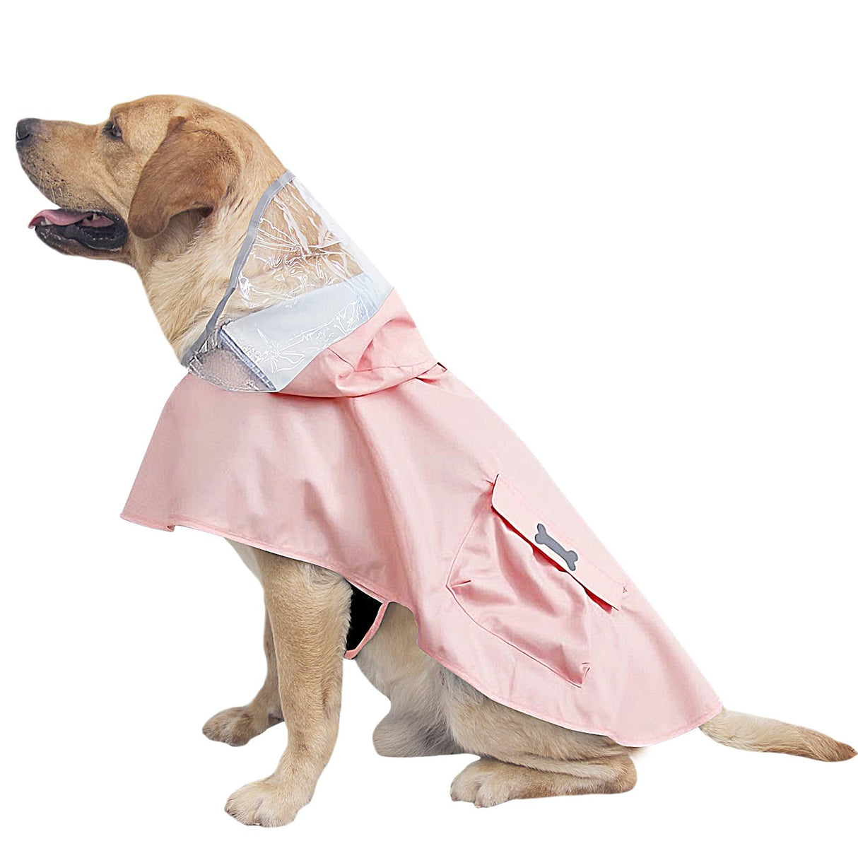 Dog Raincoat Waterproof, Adjustable Reflective Hooded Dog Rain Poncho with Leash Hole for Small Medium Large Dogs (Pink, Medium)