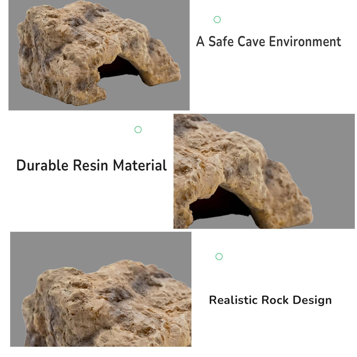Repticircle Reptile Hide for Leopard Gecko, Bearded Dragon, Ball Python & Tortoise – Terrarium Habitat Décor, Snake & Lizard Hideout(Resin, Large)