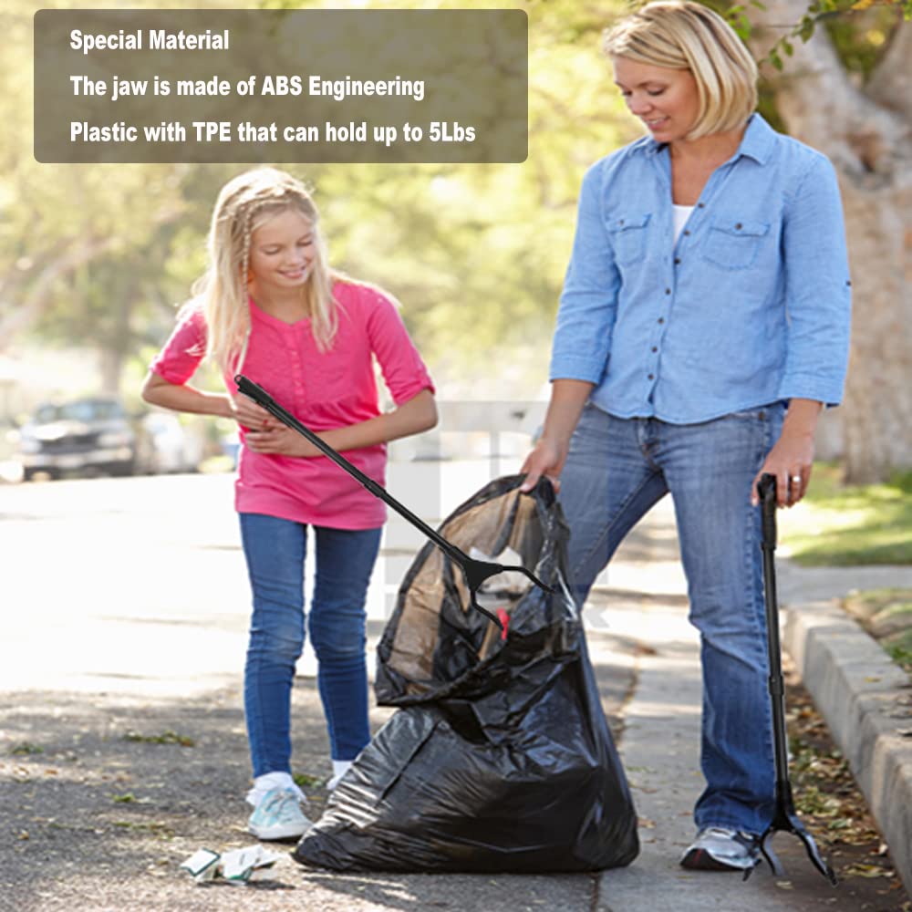 2-Pack Reacher Grabber Pickup Tool, 32" Long Grabber Tool, Trash Picker Grabber for Elderly Grab It Reaching Tool, Garbage Picker Upper Grabber, Litter Pick Up Grab Tool, Claw Grabber Stick (Black)