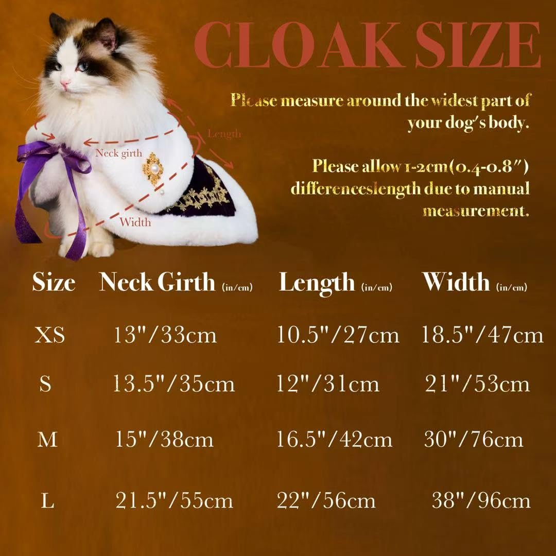 Lovelyshop pet Serial Royal Coronation Style White Faux Fur Pet Cape for Halloween Costumes, King Queen Prince and Princess Cosplay-XSmall