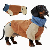 WienieDay Dachshund Sherpa Fleece Dog Jumpsuit, Warm Winter Full Body Coat for Small Medium Dogs, Thick Clothes for mini Dachshund (Large (15-20 lbs))