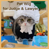 Cat Lawyer Costume Accessories - Adjustable Bow Tie Collar & White Judge Wig for Cats Small Dogs, Courtroom Cosplay for Easter Halloween Parties (Large,Wig)
