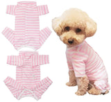 Dog’s Recovery Suit Post Surgery Shirt for Puppy, Full Coverage Dog's Bodysuit Wound Protective Surgical Clothes for Small and Medium Pets (Pink White Stripe-m)