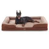 Bedfolks Orthopedic Dog Bed XXL, Waterproof Dog Sofa Bed for Giant Dogs, Egg Foam Pet Couch Bed with Removable Washable Cover and Nonslip Bottom, Brown