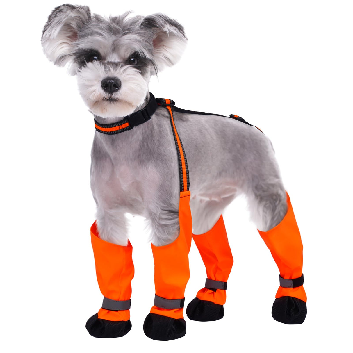 Dog Suspender Boots, Anti-Slip & Fall Waterproof Dog Shoes Leggings, Dog Paw Protector for Small Medium Dogs, Adjustable Dog Boots Pet Shoes for Outdoor Walking Orange,S