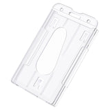 Pawfly 2 Pack Vertical 2-Card Badge Holder with Thumb Slot Hard Transparent PC Case Protector for Office School IDs Credit Cards Driver’s Licenses and Passes