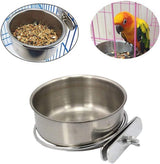 PINVNBY Parrot Feeding Cups Birds Food Dish Stainless Steel Parrot Feeders Water Cage Bowls with Clamp Holder for Cockatiel Conure Budgies Parakeet Parrot Macaw Small Animal Chinchilla Pack of 6