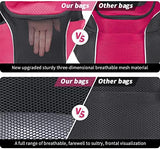 WOYYHO Pet Dog Carrier Backpack Small Dog Front Backpack Ventilated Mesh Dog Travel Back Pack with Safety Belt for Travel Hiking Cycling Outdoor Use (M (5-9 lbs), Rethink Pink)