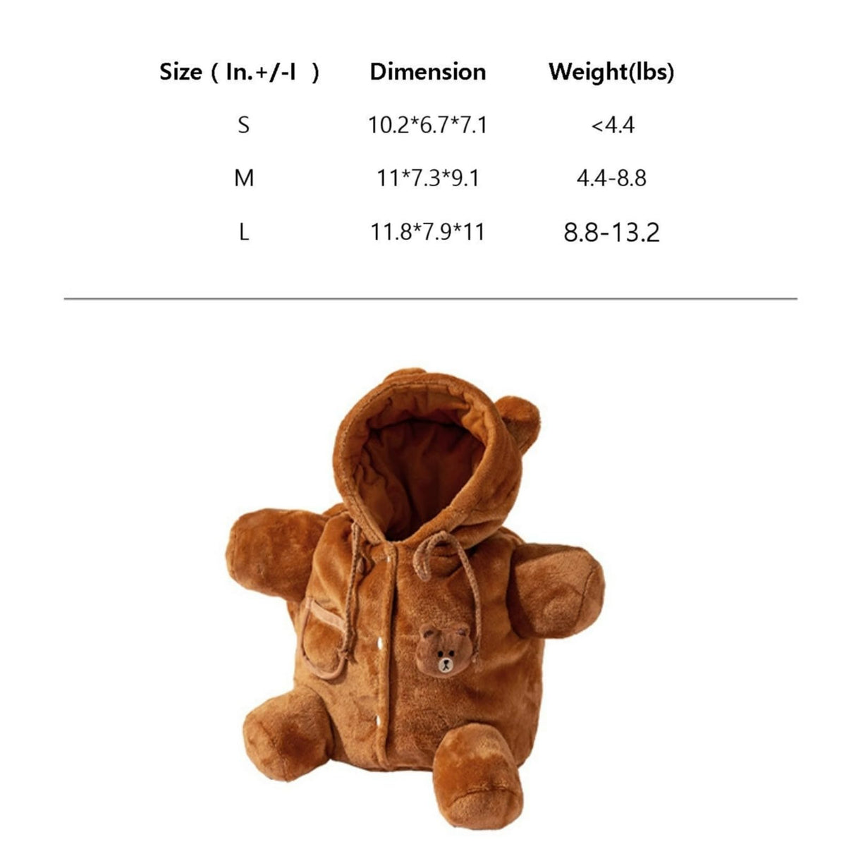 Layheld Cat Puppy Plush Outing Backpack Cute Bear Bee Design Anti-Escape Bag for Kitten Cat Small Dog Gift Choice