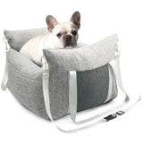 HAZOOWILL Pet Car Booster Seat for Small Dogs up to 25 lbs with Safety Straps, Storage Pockets, Travel Carrier Bed with Detachable Cover, Machine Washable (Light Gray)