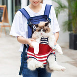 Lifeunion Legs Out Dog Carrier Backpack Hands-Free Adjustable Pet Travel Carrier for Small Medium Dogs Cats Motorcycle Hiking Walking (Red and Blue Stripes)