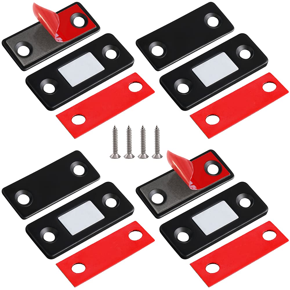 Cabinet Magnetic Catch 4 Pack Ultra Thin Cabinet Door Magnets Stick on Drawer Magnets Cabinet Latch Magnetic Closures for Cabinets Kitchen Closet Door Closing Magnetic Door Catch Closer