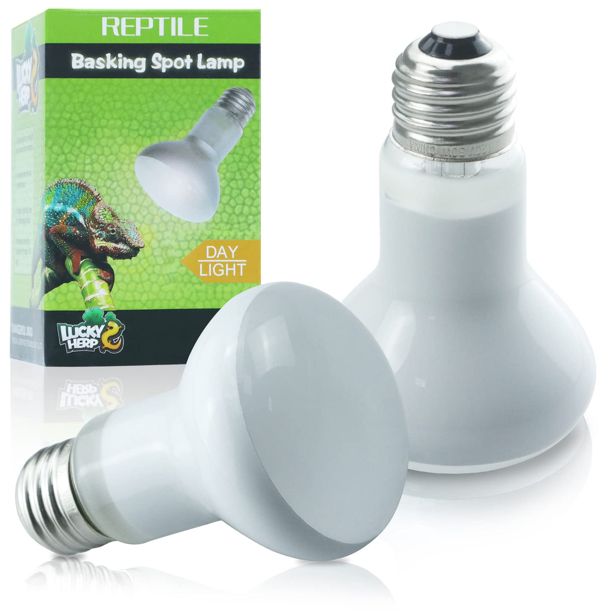 LUCKY HERP 2 Pack 50W Reptile Heat Lamp Bulb (2nd Gen), Amphibian Basking Light Bulb, Reptile Daylight Bulb for Turtle, Bearded Dragon, Lizard Heating Use