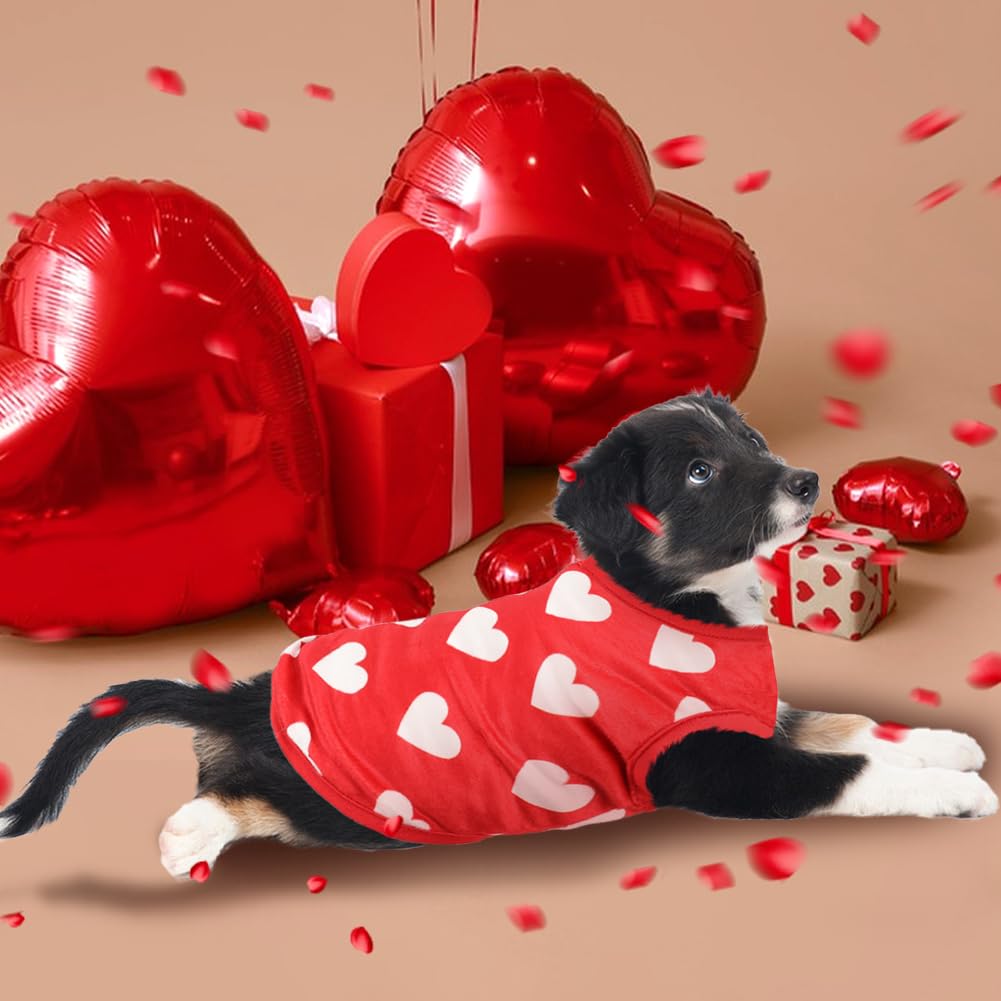 2 Pack Dog Valentines Outfit Shirts Soft Velvet Stretchy Lightweight Dog Warm T-Shirts Sleeveless Vest Clothes for Small Medium Large Dogs Cats