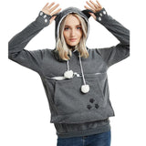 Womens Pouch Hoodie Big Kangaroo Little Pet Dog Cat Carrier Sweatshirts (Dark Grey,XXXL)