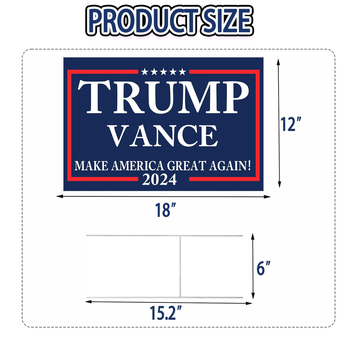 Large 18"x 12" Trump Vance 2024 Yard sign for USA President Election with Metal H-Stakes,MAGA Take America Back Signs, Vote for Republican, Double Sided Print for Outdoor Garden Decorations