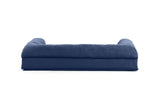 Furhaven Cooling Gel Dog Bed for Medium/Small Dogs w/ Removable Bolsters & Washable Cover, For Dogs Up to 35 lbs - Quilted Sofa - Navy (Blue), Medium